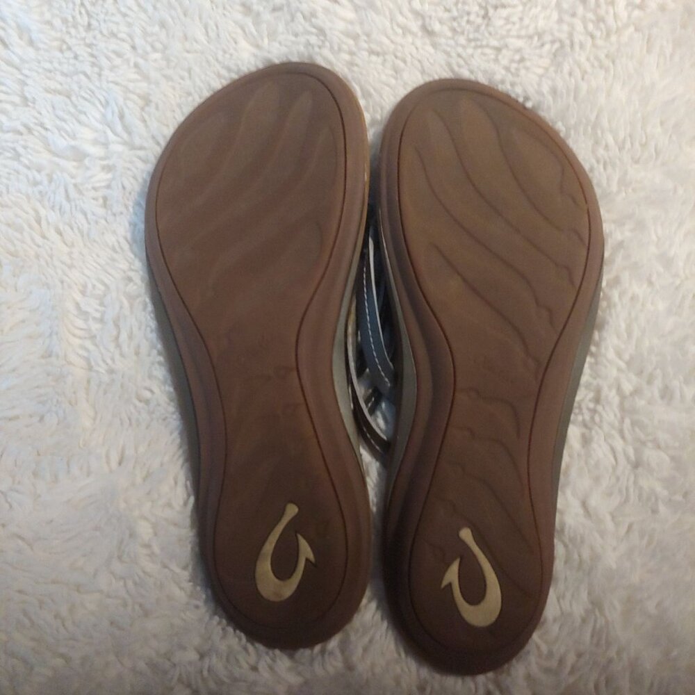 Olukai Womens Double Strap Sandal in Silver size 8 Tiki Vacay Hawaii - Picture 7 of 7